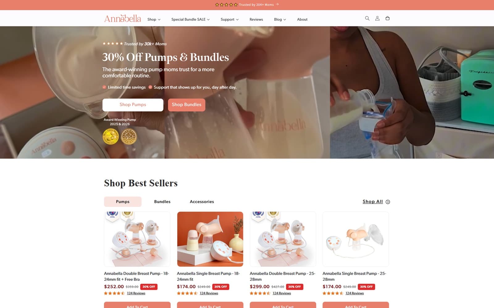 Annabella home page after the redesign